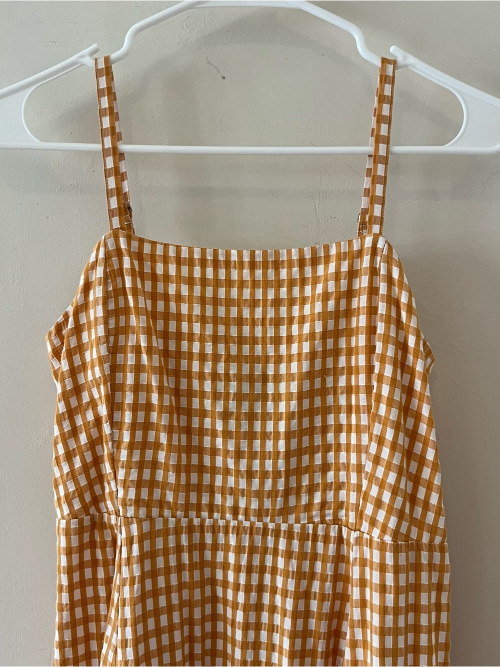 GAP Yellow and White Gingham spaghetti strap midi dress